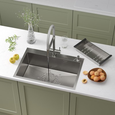 Мойка кухонная Roxen Simple с коландером и дозатором 70х48